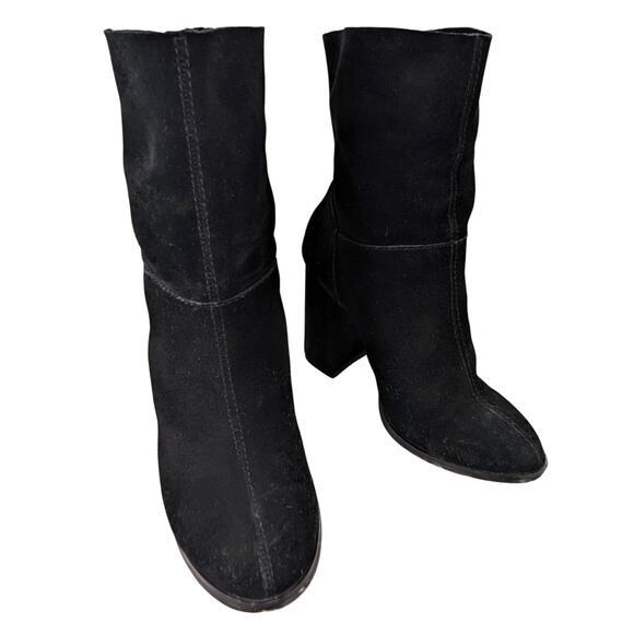CHINESE LAUNDRY! BLACK SUPER SOFT SUEDE LEATHER CHUNKY HEEL ANKLE BOOTS! SZ 5M - Picture 10 of 10